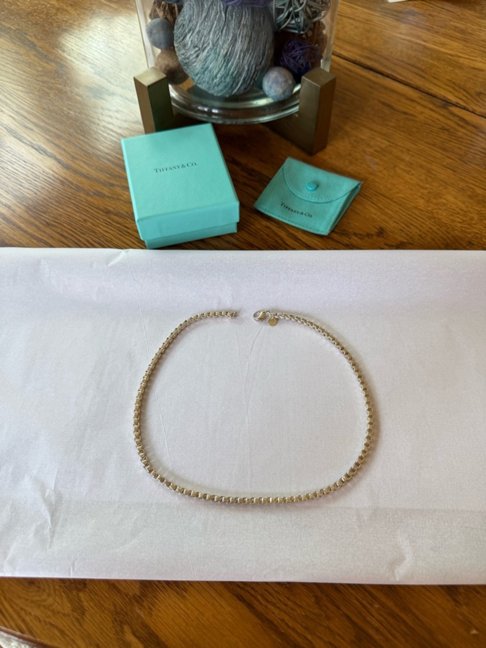 Authentic Tiffany & Co. Venetian Link Chain Necklace with Original Pouch and Box